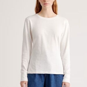 Quince 100% Organic Cotton Slub Long Sleeve Tee White‎ XS